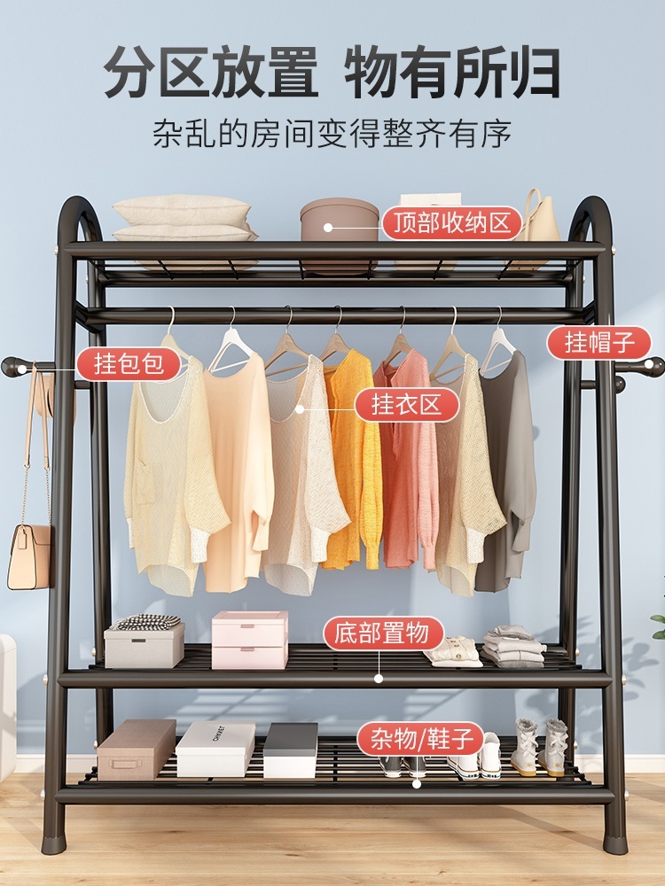 2단 선반행거 A자 폴딩 튼튼한 이동 건조대 철봉 빨래  제트 60-블랙-단일레이어메쉬 큰 - 상세 이미지 2