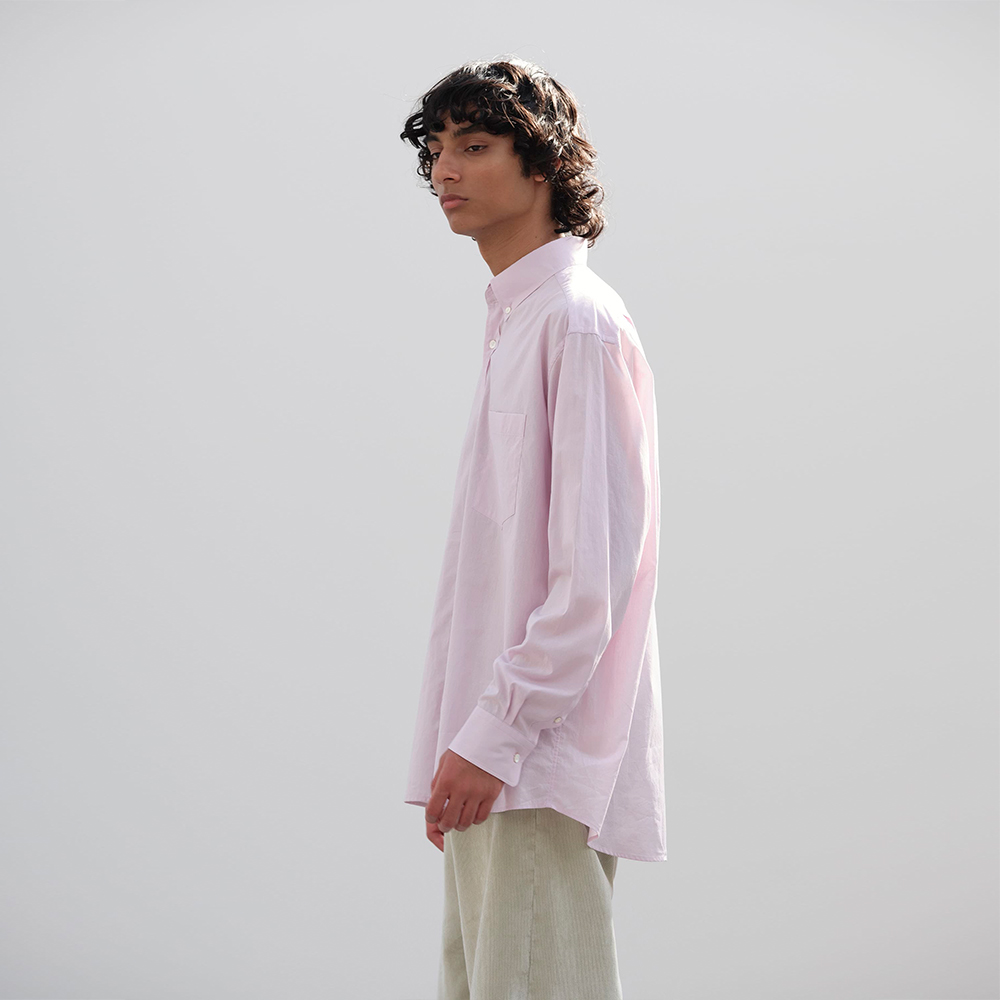 오라리 맨즈 셔츠 WASHED FINX TYPEWRITER BUTTON DOWN SHIRT 25SS 남자 무지 - 상세 이미지 5