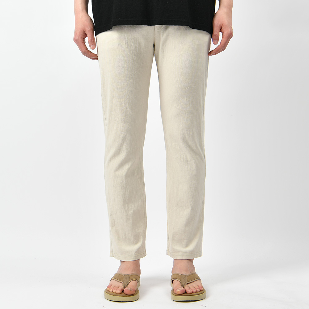 남자 린넨바지 여름 마 밴딩 스판 일자 팬츠 - 상세 이미지 3