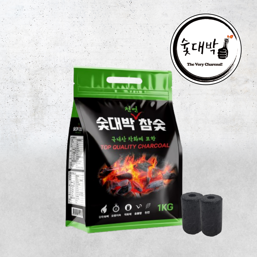 숯대박 참숯 1kg 2개 착화제 포함 바베큐숯 캠핑 구이용 - 상품 이미지