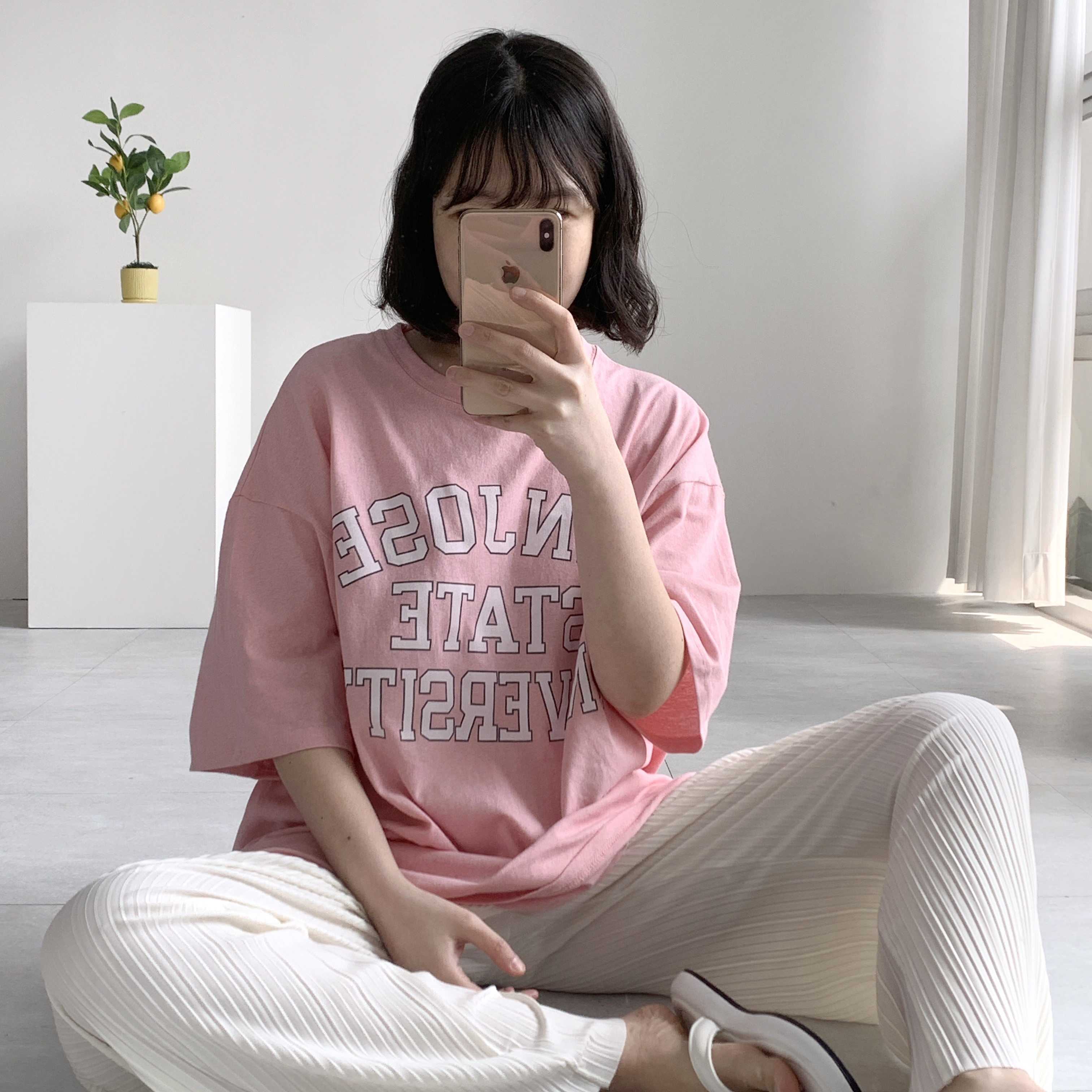 유니 레터링티셔츠 레깅스롱티 임산부티셔츠 이미지 6