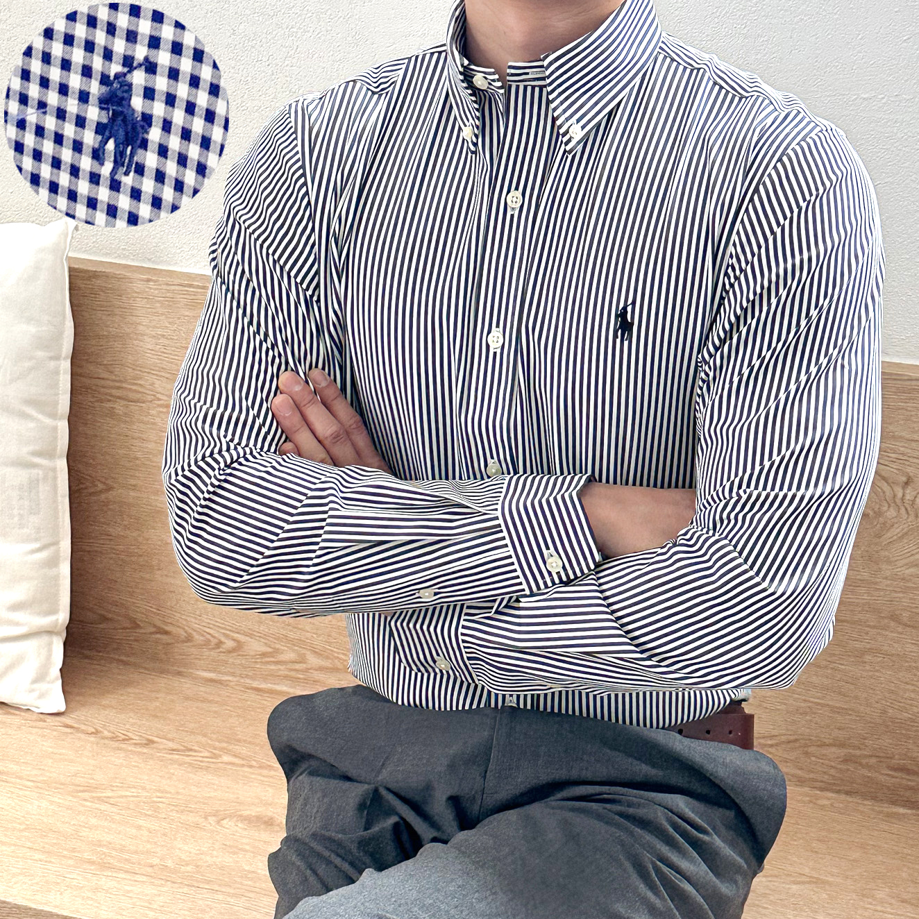 폴로 스트라이프 셔츠 포플린 클래식핏 체크 남방