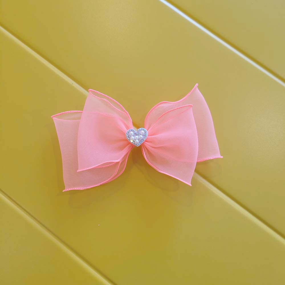 레브 강아지리본 피치 애견 왕리본 머리핀 케이프 이미지 4