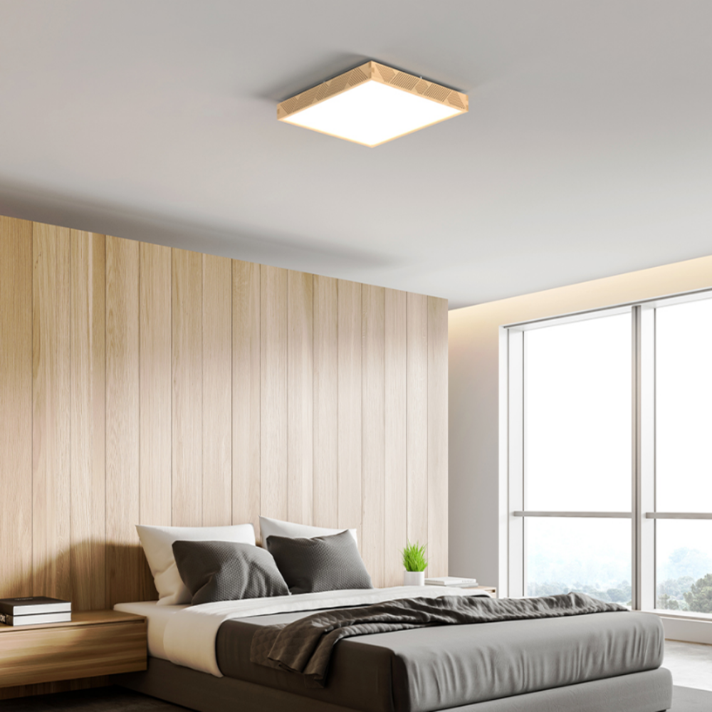 안방등 국산 LED 원목 우드 사각 방등 전등 50W, 헤링본/주백색 - 상품 이미지