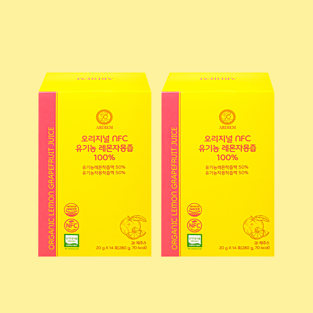 루디엠 아르디엠 100% NFC 유기농 레몬자몽즙 레몬자몽착즙원액 14포, 2개 - 상품 이미지
