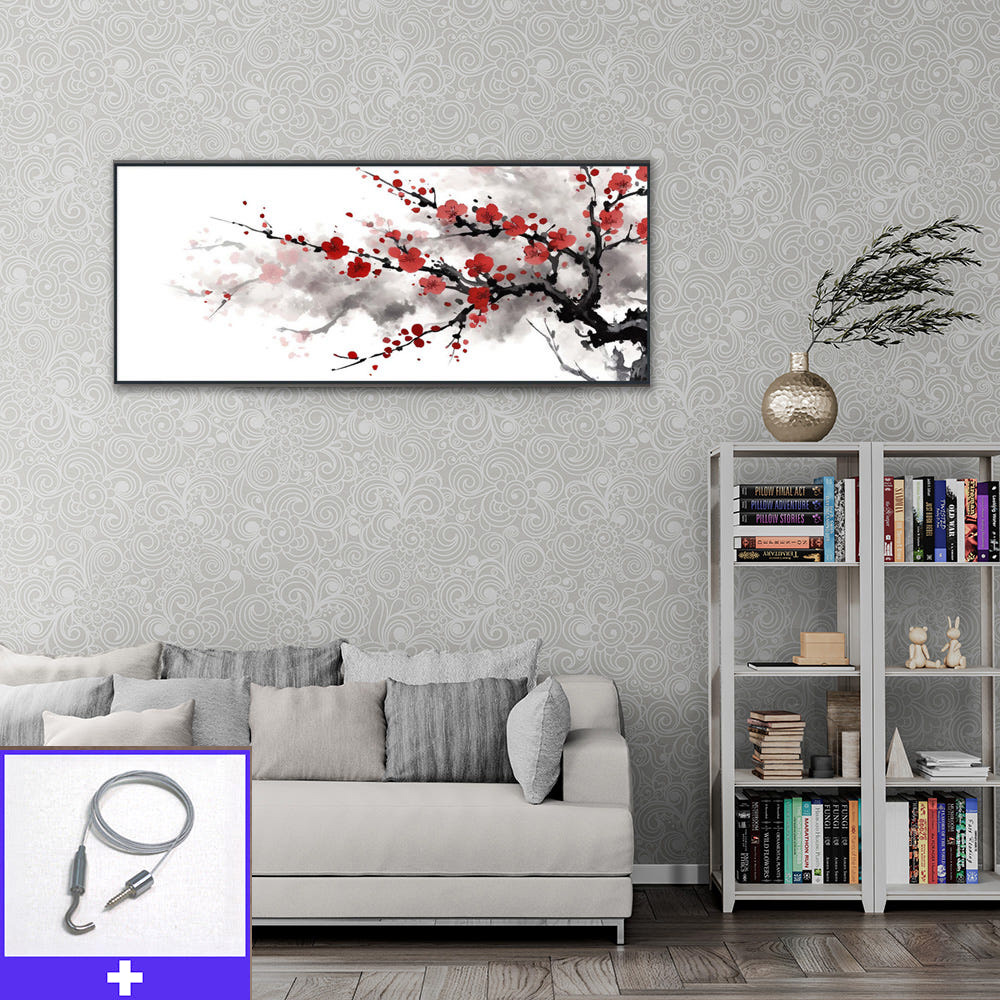 매화의 운치 150x60cm 무광오크 알루미늄 액자 - 메인 이미지