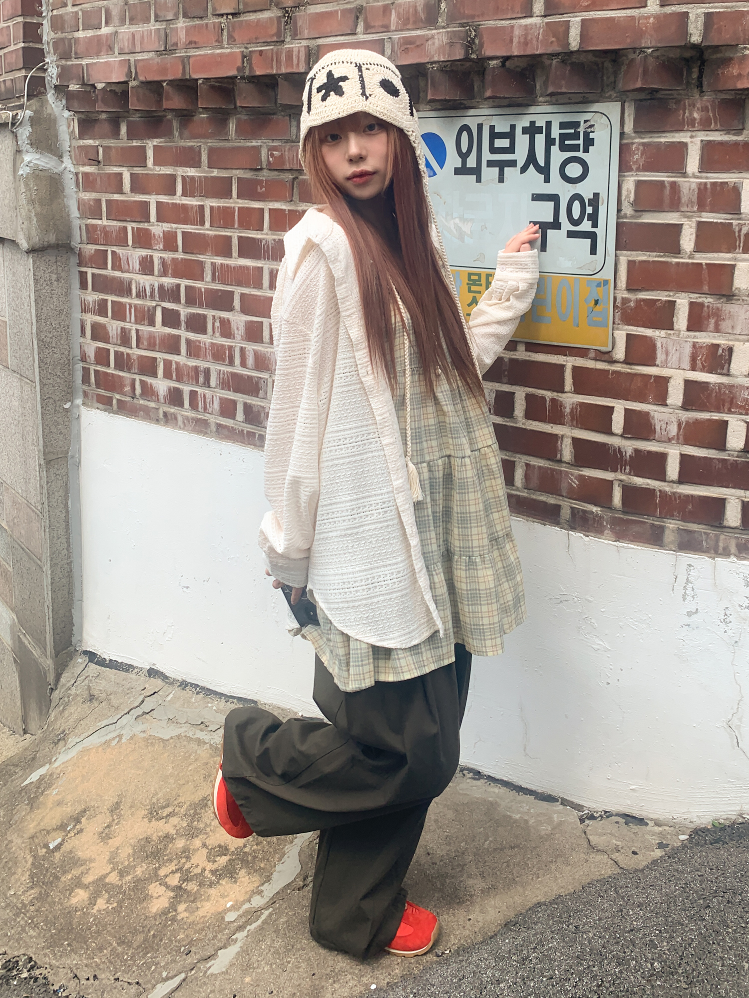 [인기!] 스타 라운드 패턴 뜨개 여름 귀도리 모자 2color 상세 이미지 12