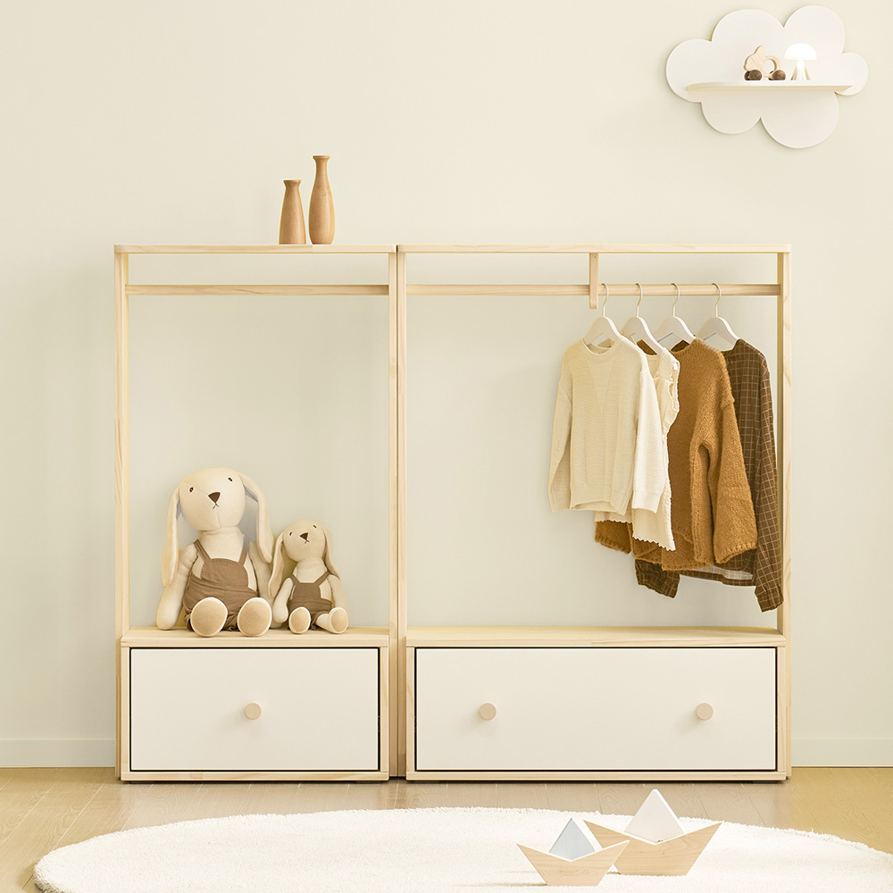 어거스트 600 아기행거 아기옷행거 옷걸이 어린이 유아행거 아동용 서랍형 원목