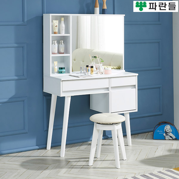 파란들가구 반하나 거울수납 A형 입식화장대세트 의자포함 - 상품 이미지