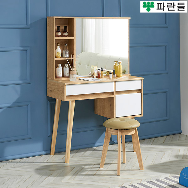 파란들가구 반하나 거울수납 A형 입식화장대세트 의자포함 - 상세 이미지 2