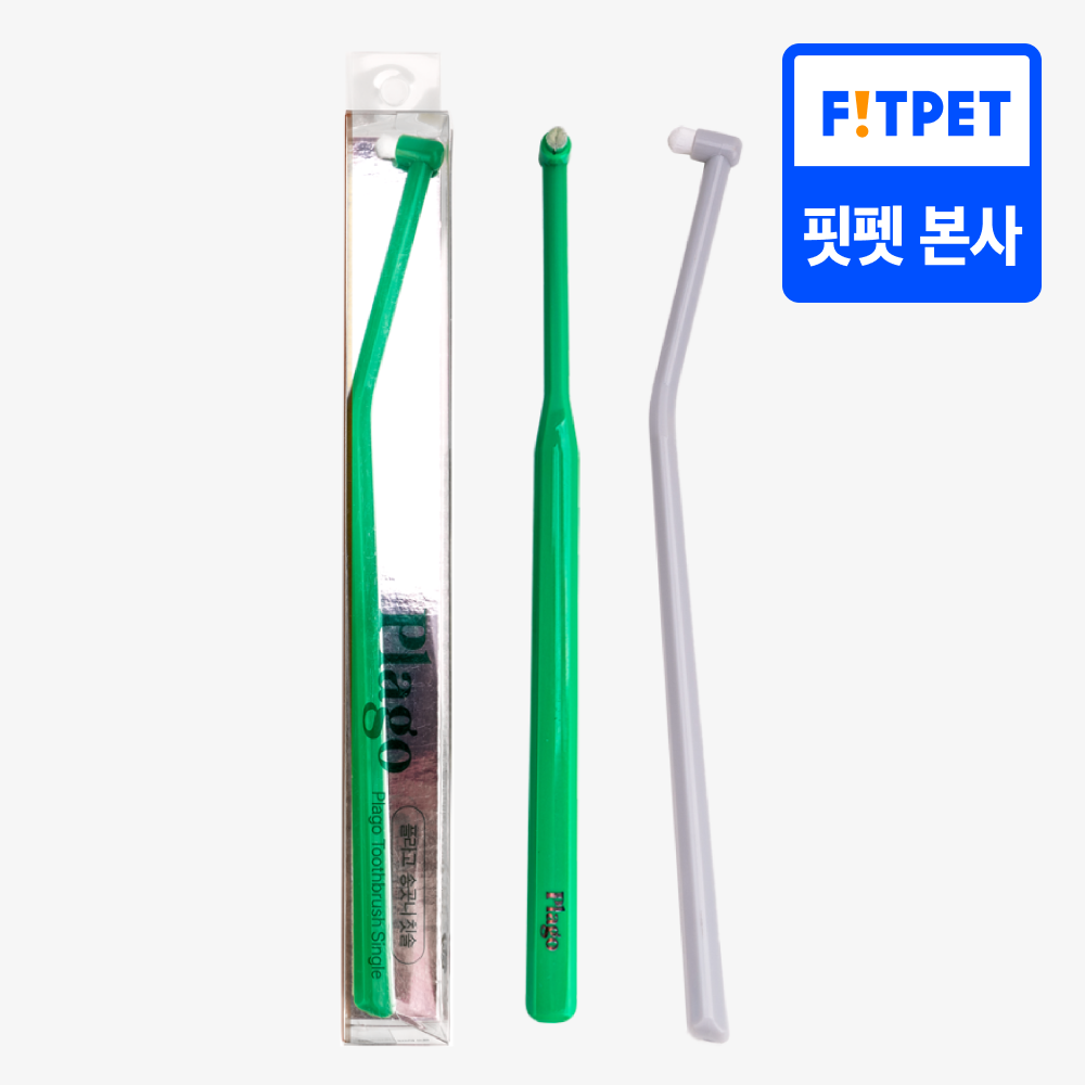 플라고 칫솔 송곳니 케어 강아지 고양이 치석제거 1+1
