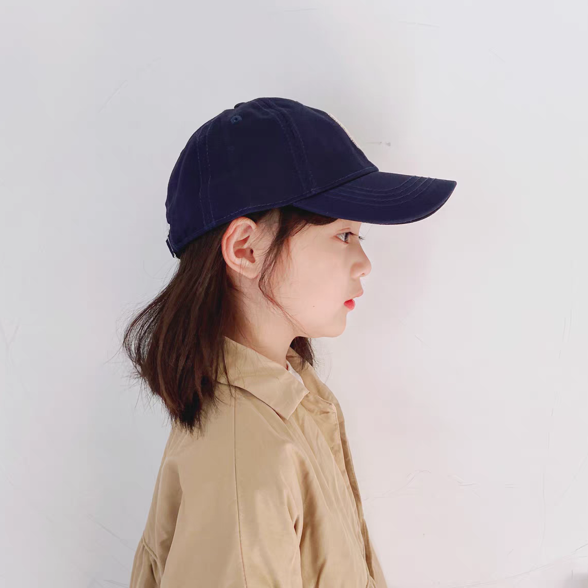아동 컬러 자수 캡모자 나들이 야구 챙 모자 블루 네이비 어린이 초등 썬햇 UV차단 - 상세 이미지 4