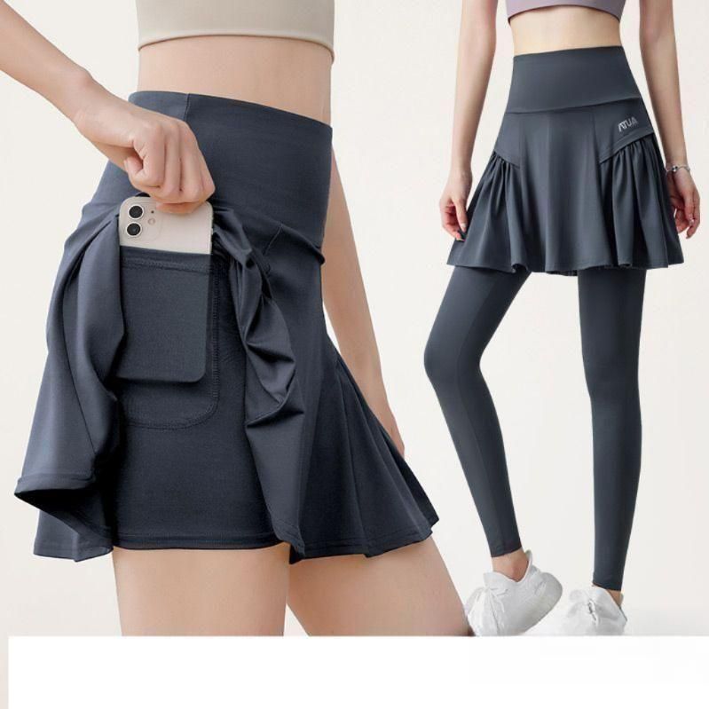 요가 폴댄스 겸용 포켓 스포츠 치마바지 스커트핏 다크그레이(숏) S~M_(45-52.5kg권장)