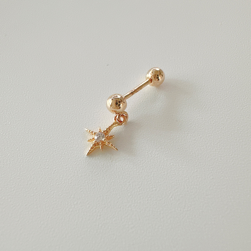 14K 금볼 북극성 딸랑이 드롭 피어싱 - 상세 이미지 5