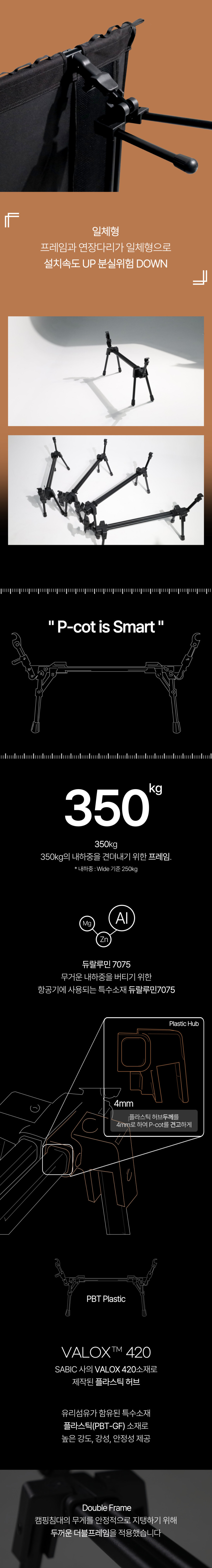 P COT 슈퍼와이드75 경량야전침대 캠핑침대 피콧 피코트 판매처 상세 정보 이미지 4