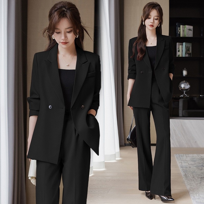 여성 정장 수트 세트 셋업 투피스 봄가을 빅사이즈 자켓 팬츠 - 상세 이미지 3