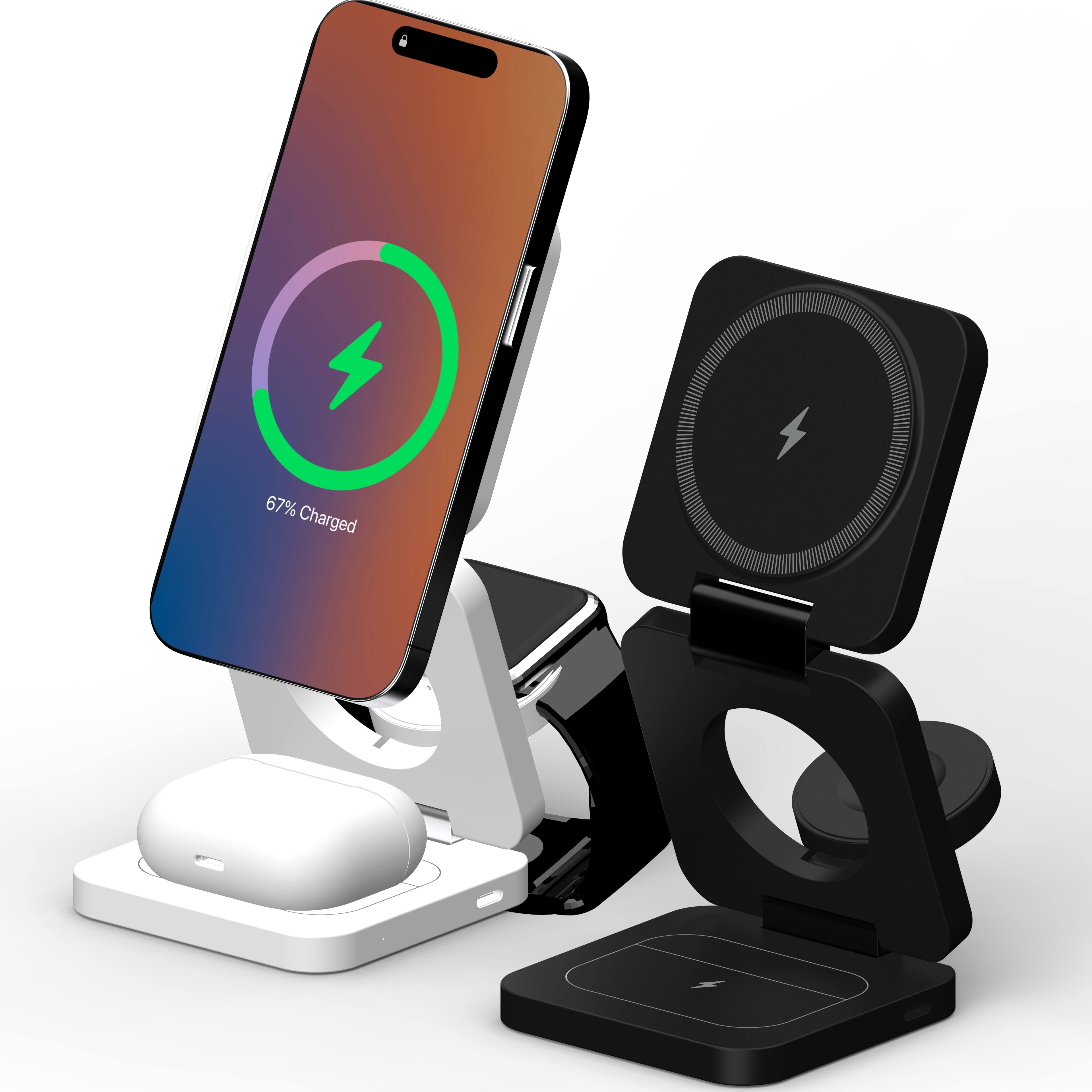 링크로 맥세이프 무선충전기 3in1 고속 아이폰 갤럭시 애플워치 접이식 거치대