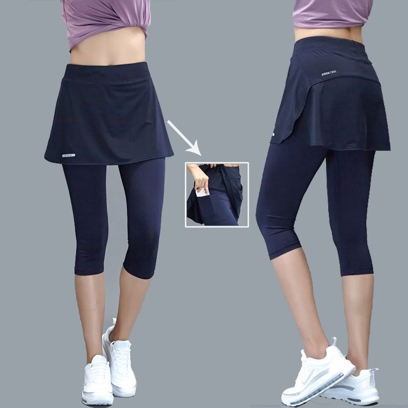 테니스 스커트 치마레깅스 여성 운동 치마바지 사이드 포켓 블랙_큐롯_히든포켓 M