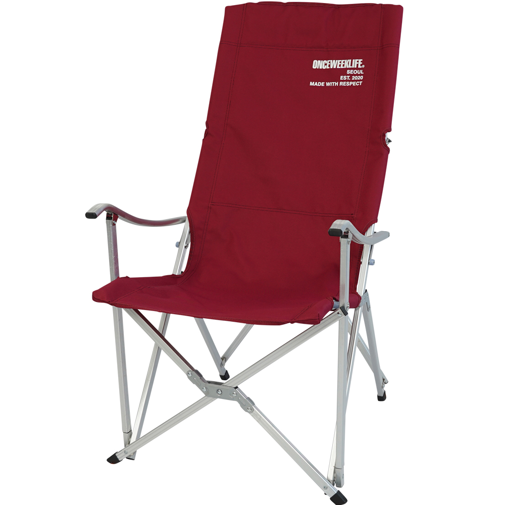 원스위크라이프 캠핑 접이식 경량 롱 릴렉스 체어 특대, 실버프레임 / 버건디, 1개
