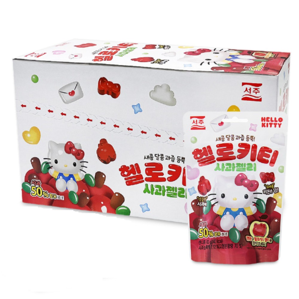 헬로키티 사과 과즙 젤리 43gx50봉 1박스 대용량 간식 답례품 화이트데이 파티 : 가락2랜드