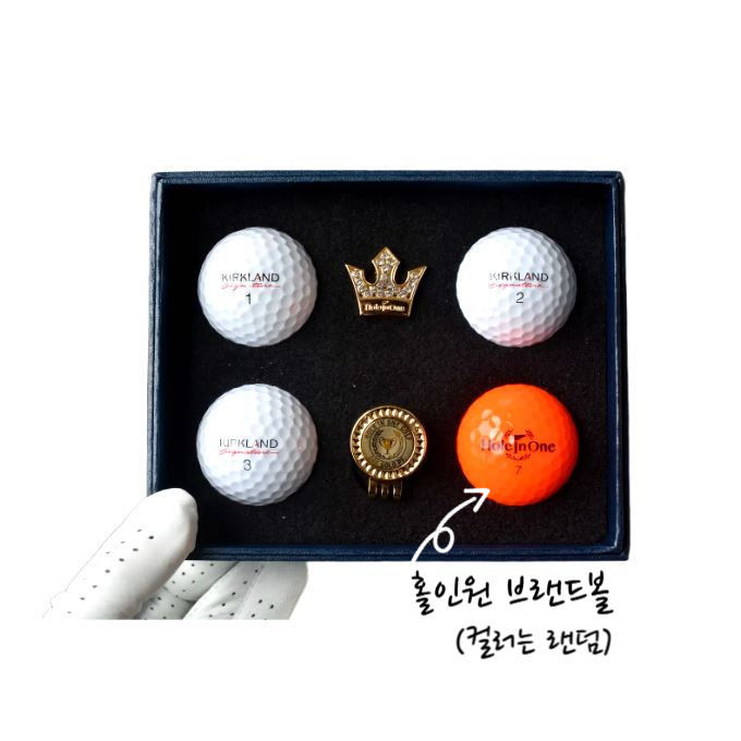 HoleinoneBrand 홀인원 볼마커 4구세트 /홀인원 골프공1구+코스트코 커클랜드 골프공3구 - 상품 이미지