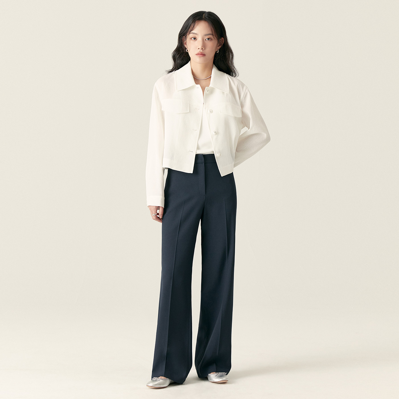 로엠 린넨라이크 세미와이드 밴딩슬랙스 RMTWF24R13 - 상세 이미지 2