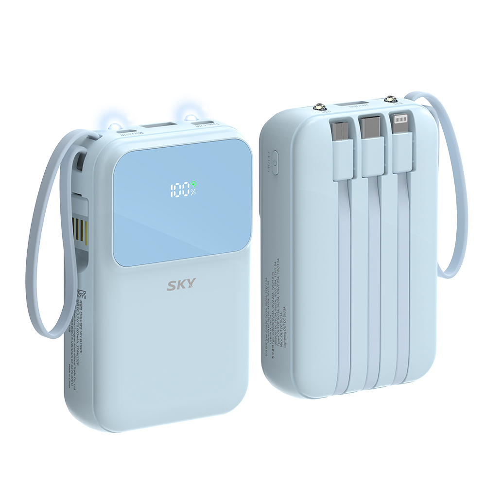 필 U10PD 5in1 유선 빌트인 고속충전 보조배터리 10000mAh, 스카이 블루 - 상세 이미지 2