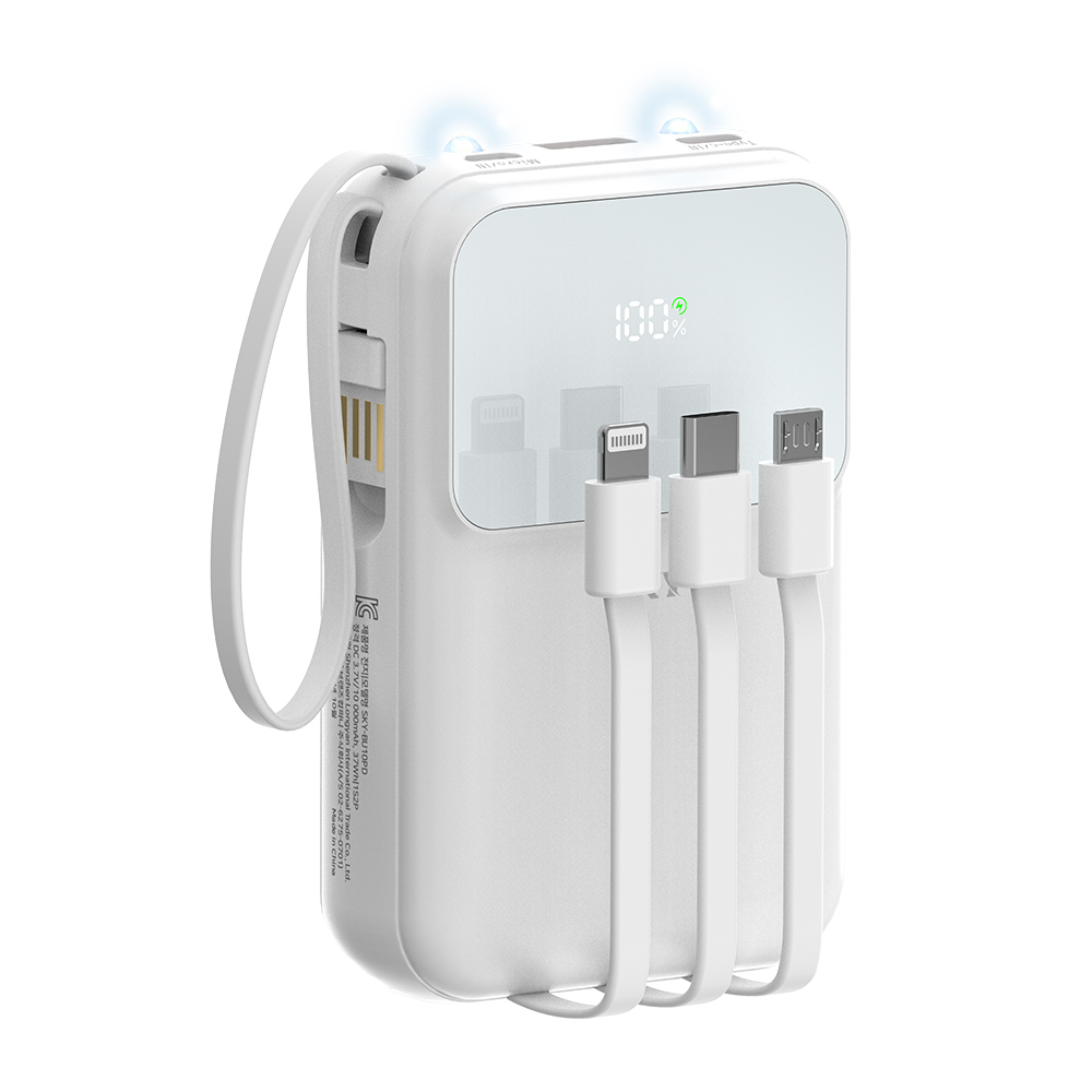 필 U10PD 5in1 유선 빌트인 고속충전 보조배터리 10000mAh, 폴라 화이트