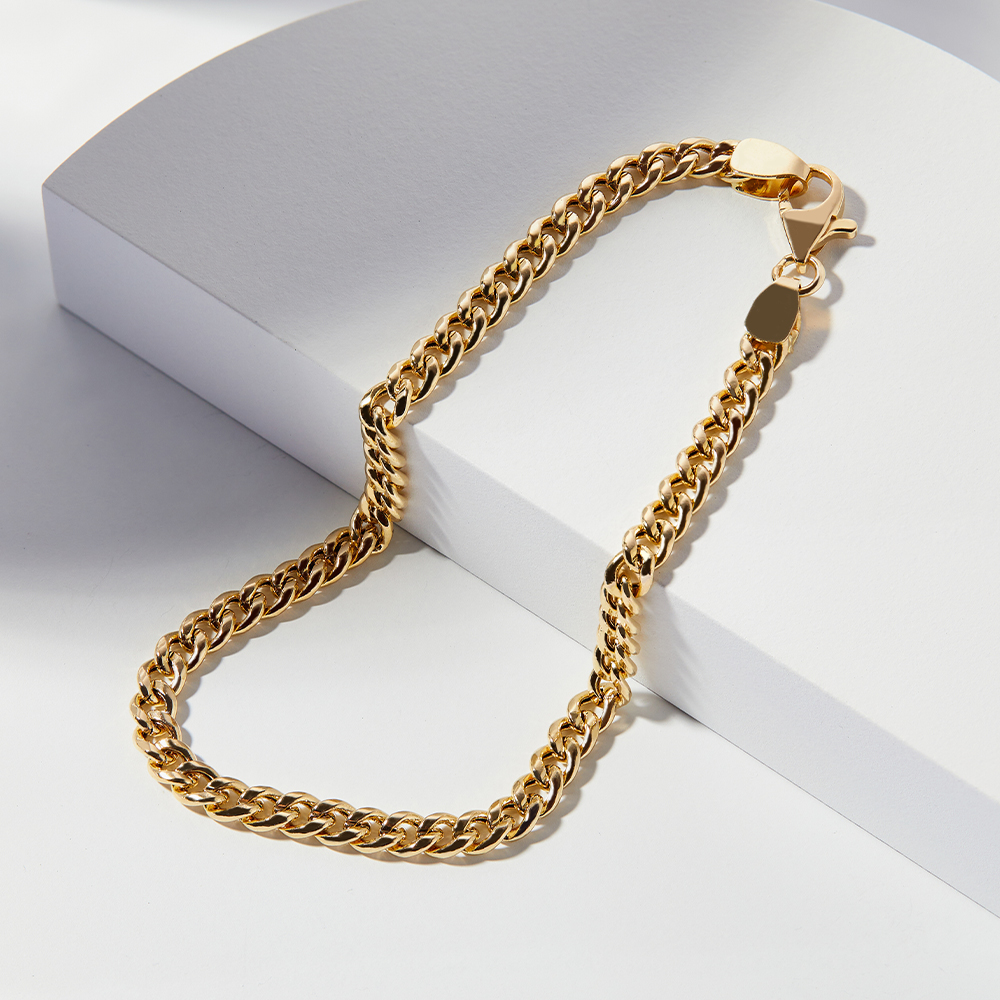 14k 18k 할로우 커브 체인 금 팔찌 - 상세 이미지 3