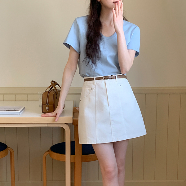 [자체제작] 에브리썸머 2타입 코튼 스판 반팔 티셔츠 ts4361