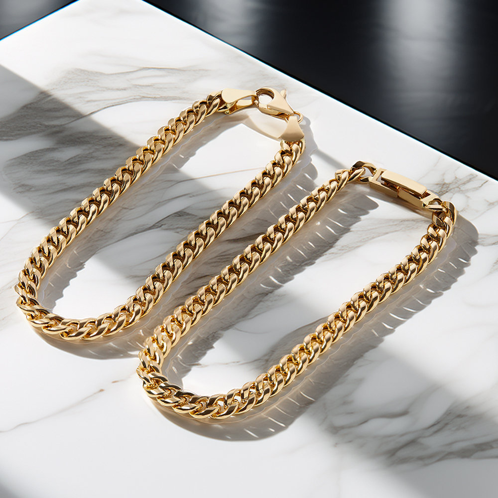 14k 18k 할로우 커브 메디앙 체인 금 팔찌 - 상세 이미지 3