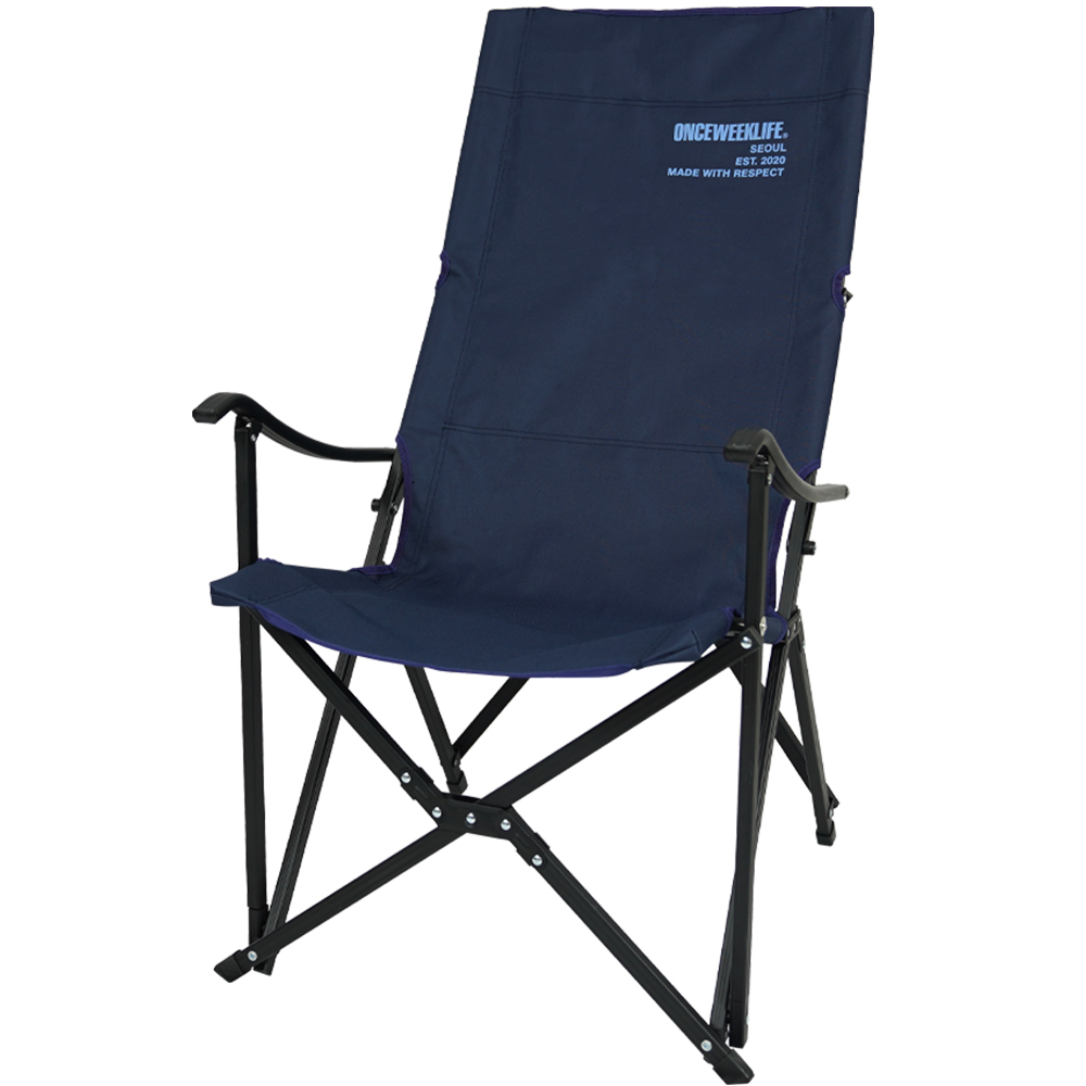 원스위크라이프 캠핑 접이식 경량 롱 릴렉스 체어 특대, 블랙프레임 / 네이비, 1개