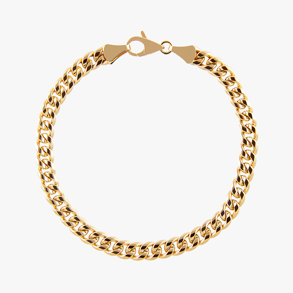 14k 18k 할로우 커브 메디앙 체인 금 팔찌 - 상세 이미지 2