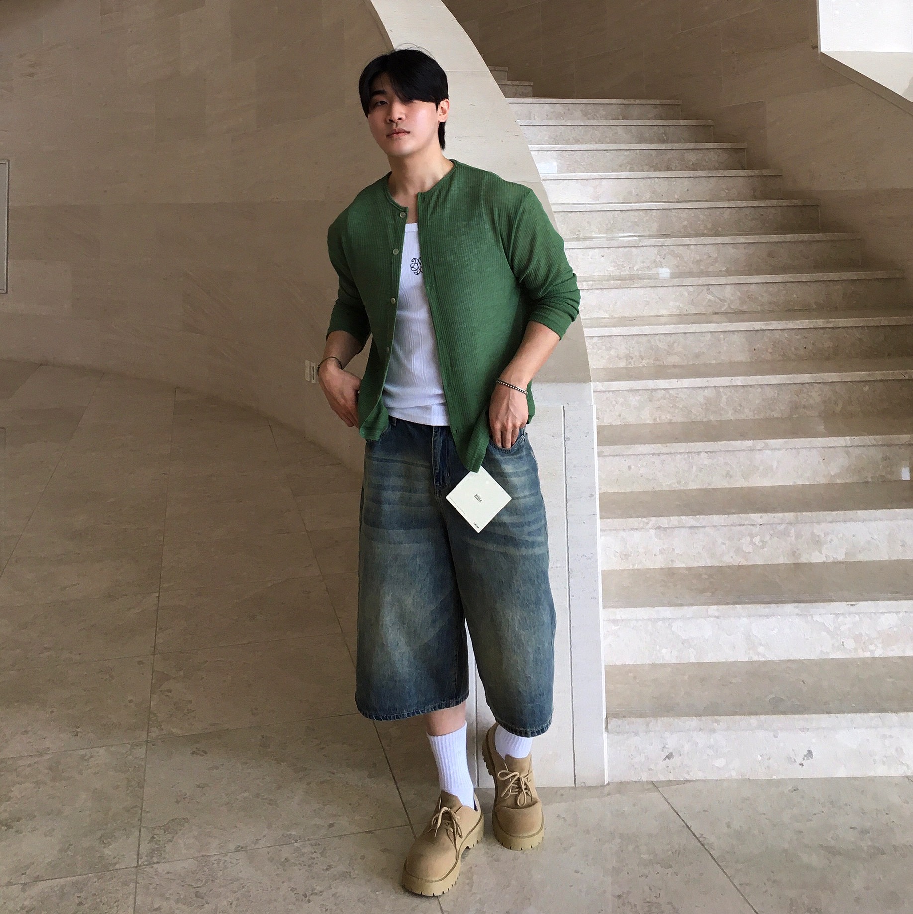 남자청반바지 남자7부청바지 이미지 6