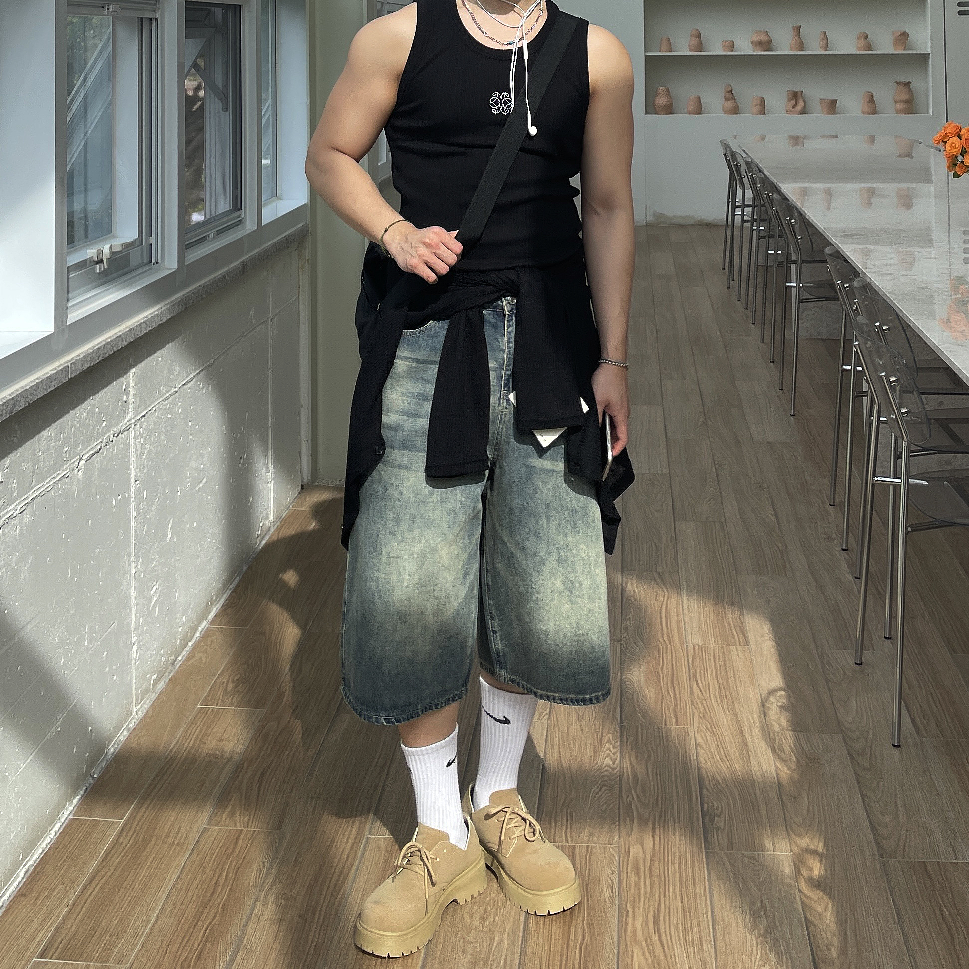 남자청반바지 남자7부청바지 - 상세 이미지 3