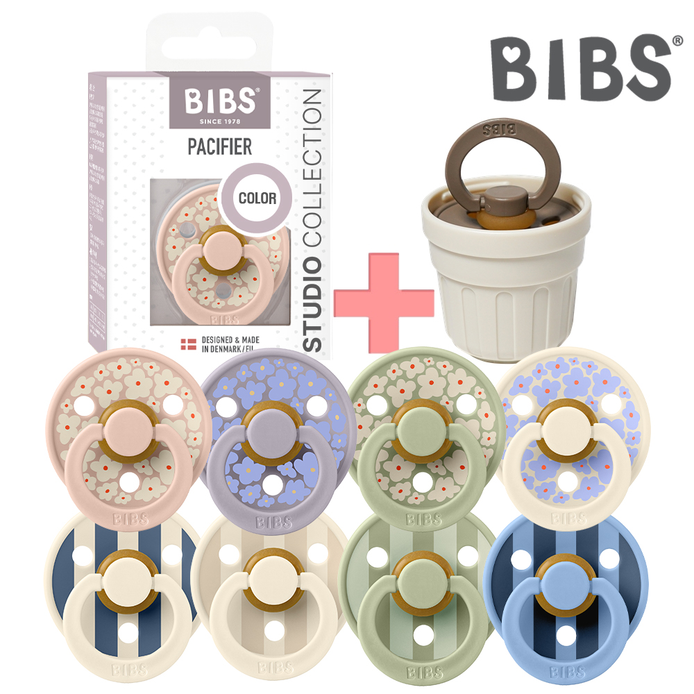 BIBS 빕스 컬러 스튜디오 천연고무 쪽쪽이 노리개 젖꼭지+보호캡(색상랜덤) - 상품 이미지
