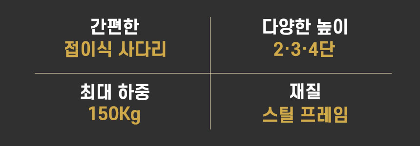 코끼리리빙 가정용 사다리 접이식 A형 고강도스틸 2단 옐로우 이동식 작업 발판 계단 광폭 - 상세 이미지 5