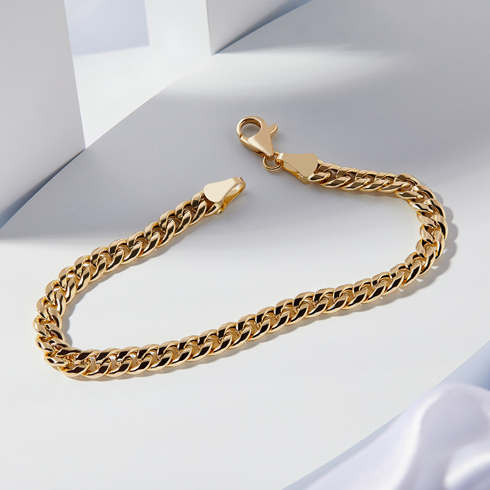 14k 18k 할로우 커브 메디앙 체인 금 팔찌 - 상세 이미지 5