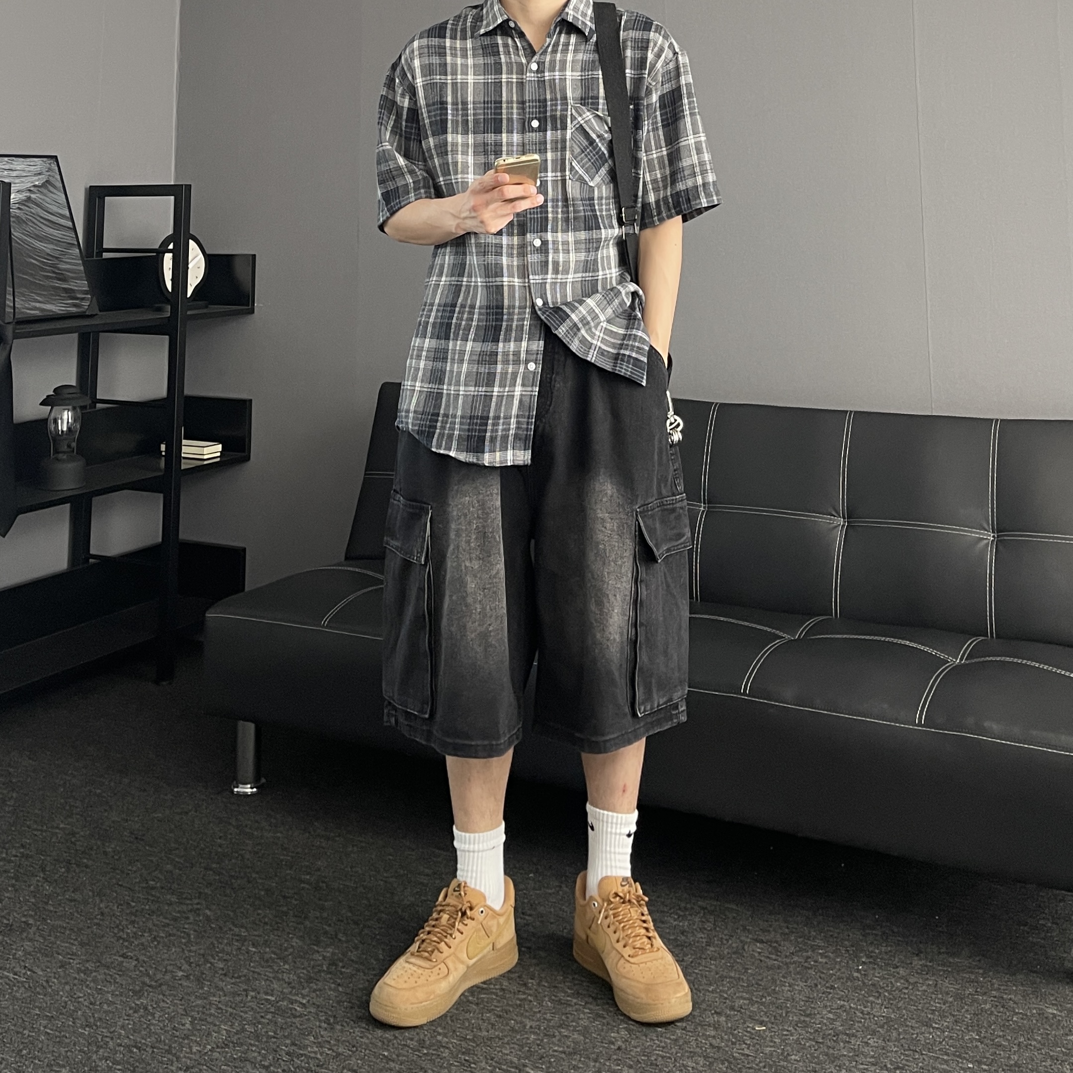 반팔체크셔츠 남자체크남방 이미지 8