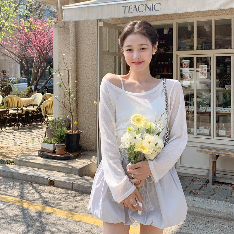 파인 린넨 입술넥 언발넥 긴팔 티셔츠 ts4505 - 상세 이미지 3