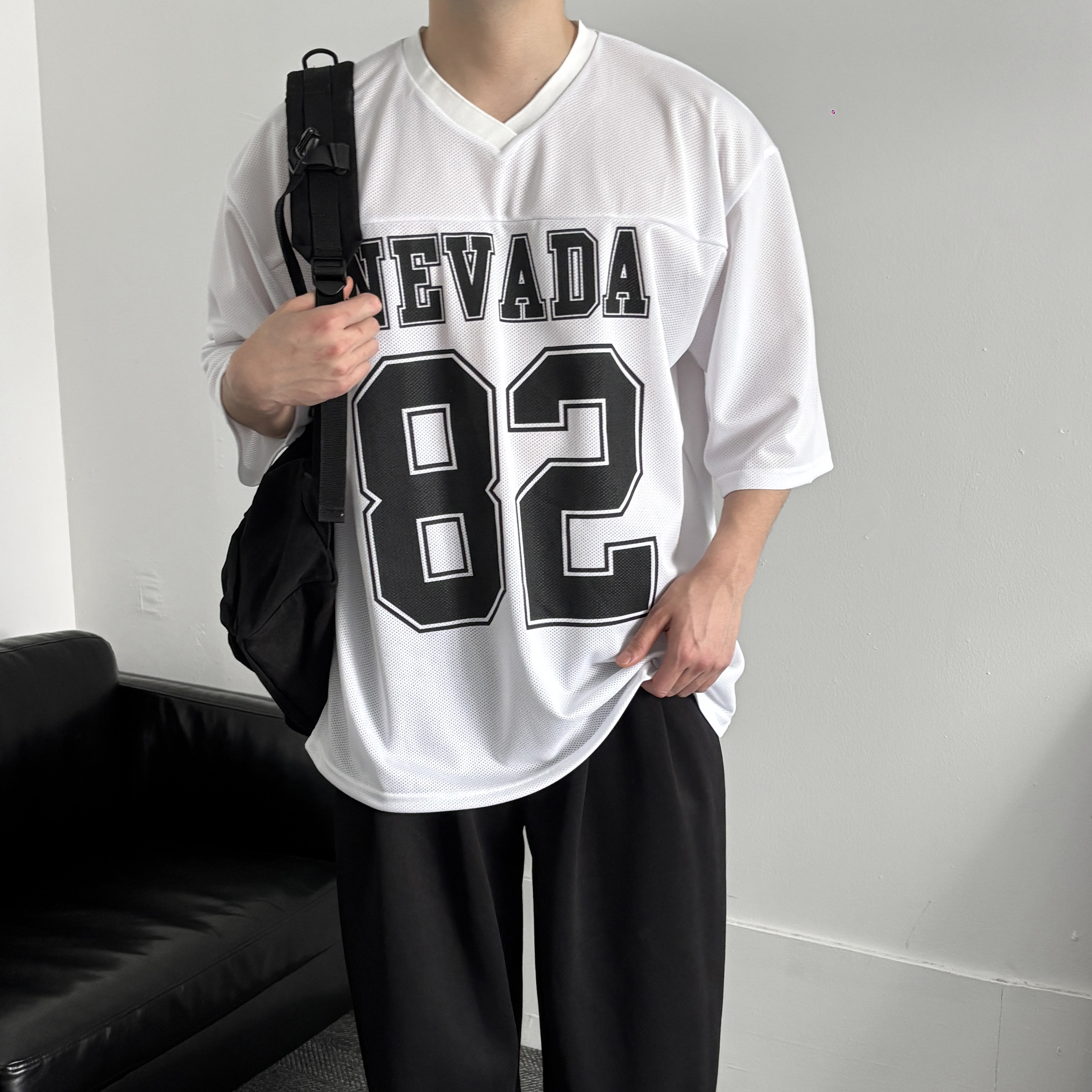 남자럭비티 짐웨어오버핏반팔 메쉬져지 - 상세 이미지 2