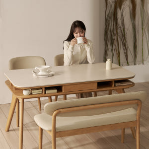 오슬로 4인용 원목 수납 포세린 세라믹 식탁세트 식탁+의자2+벤치1, 1... 솔직 후기 | 실제 배치 사진 포함 - 상품 이미지 3