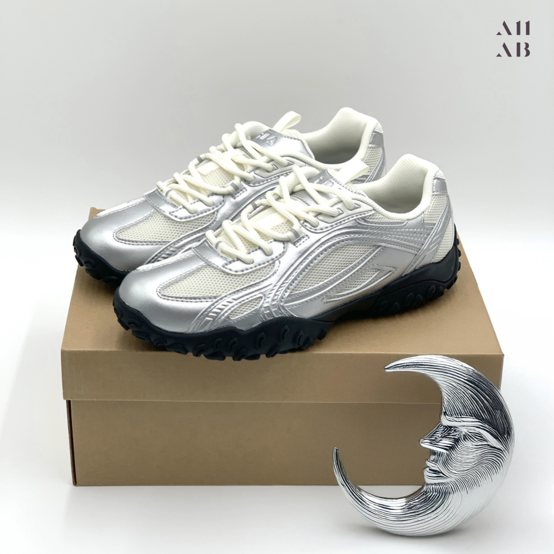 [오늘출발] 국내매장판 휠라 에샤페 남여공용 커플 운동화 패션 슈즈 발레코어 스니커즈 실버문, 245