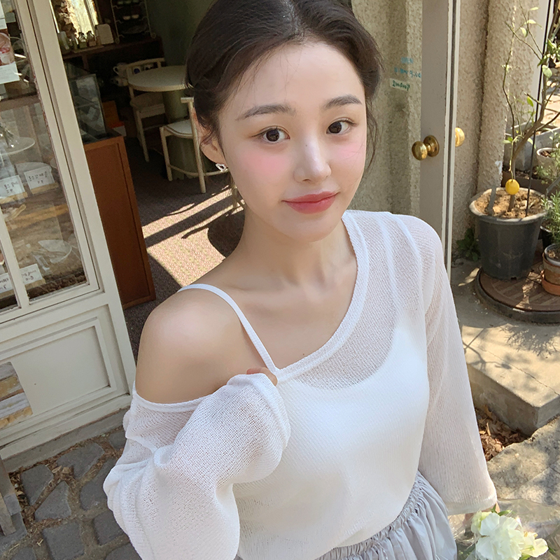 파인 린넨 입술넥 언발넥 긴팔 티셔츠 ts4505 - 상세 이미지 4