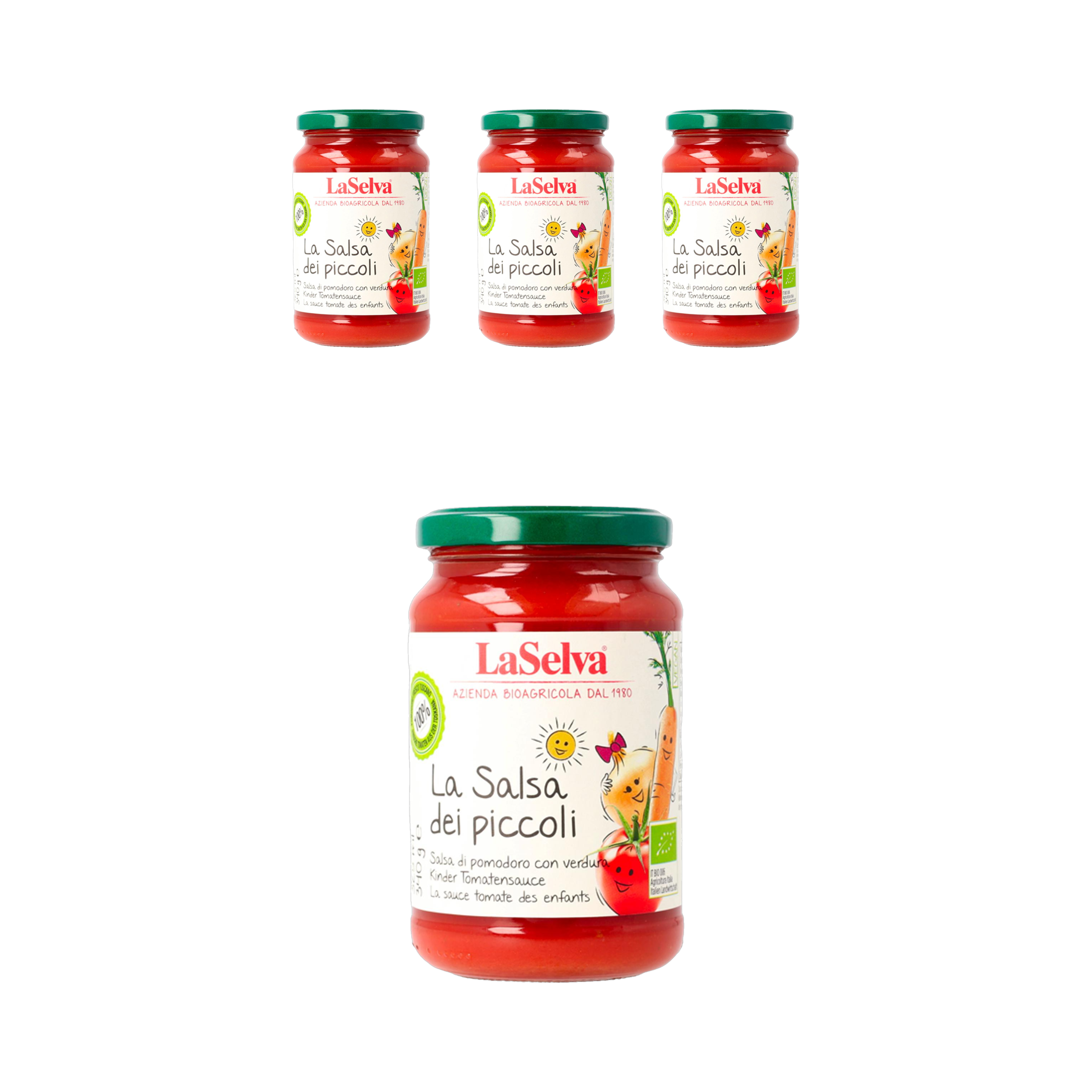 라셀바 이탈리아 100% 무설탕 유기농 어린이 저염 토마토 퓨레 340g, 4개 - 상품 이미지