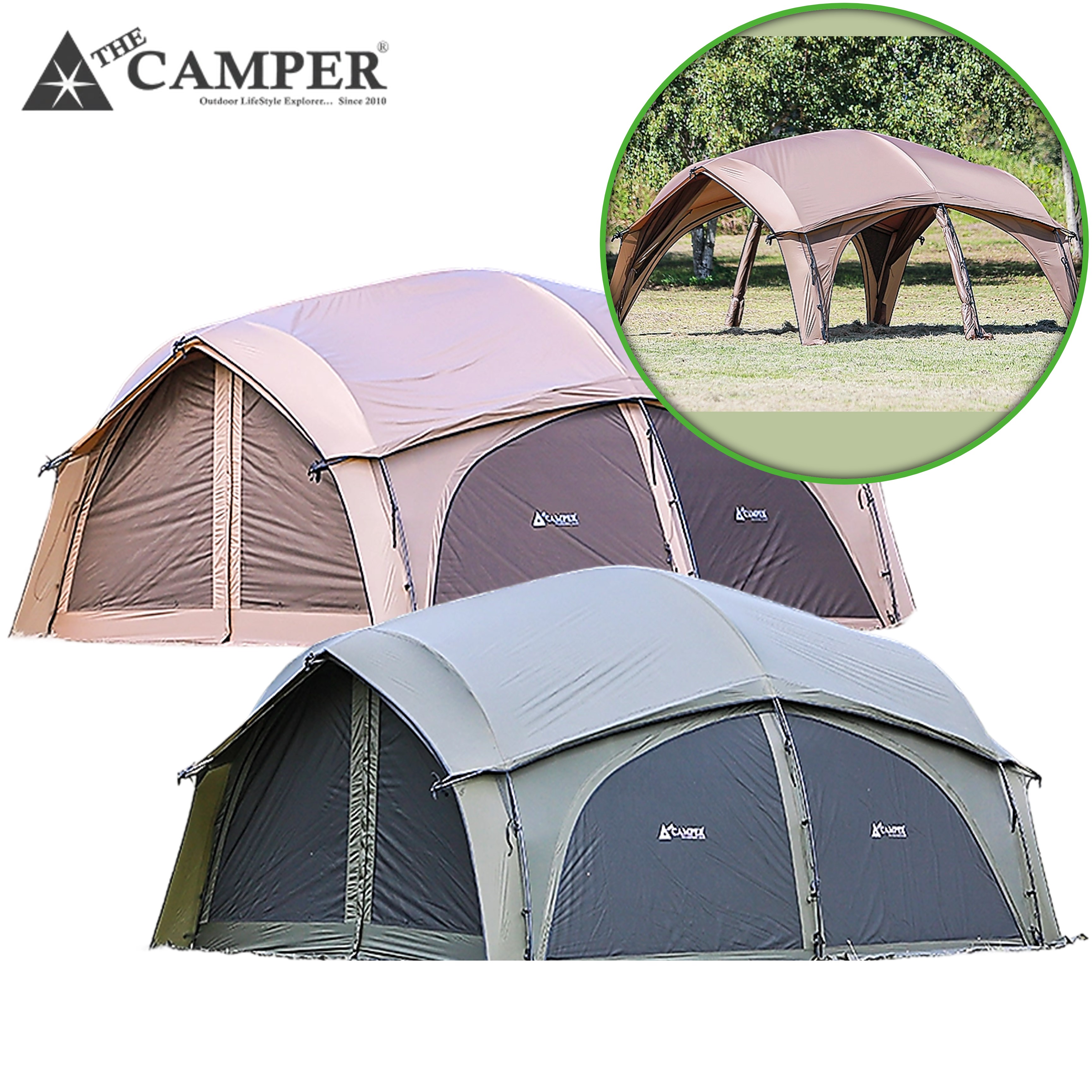 더캠퍼 펠타 V 돔 텐트 대형 쉘터 도킹 지퍼 작업완료
