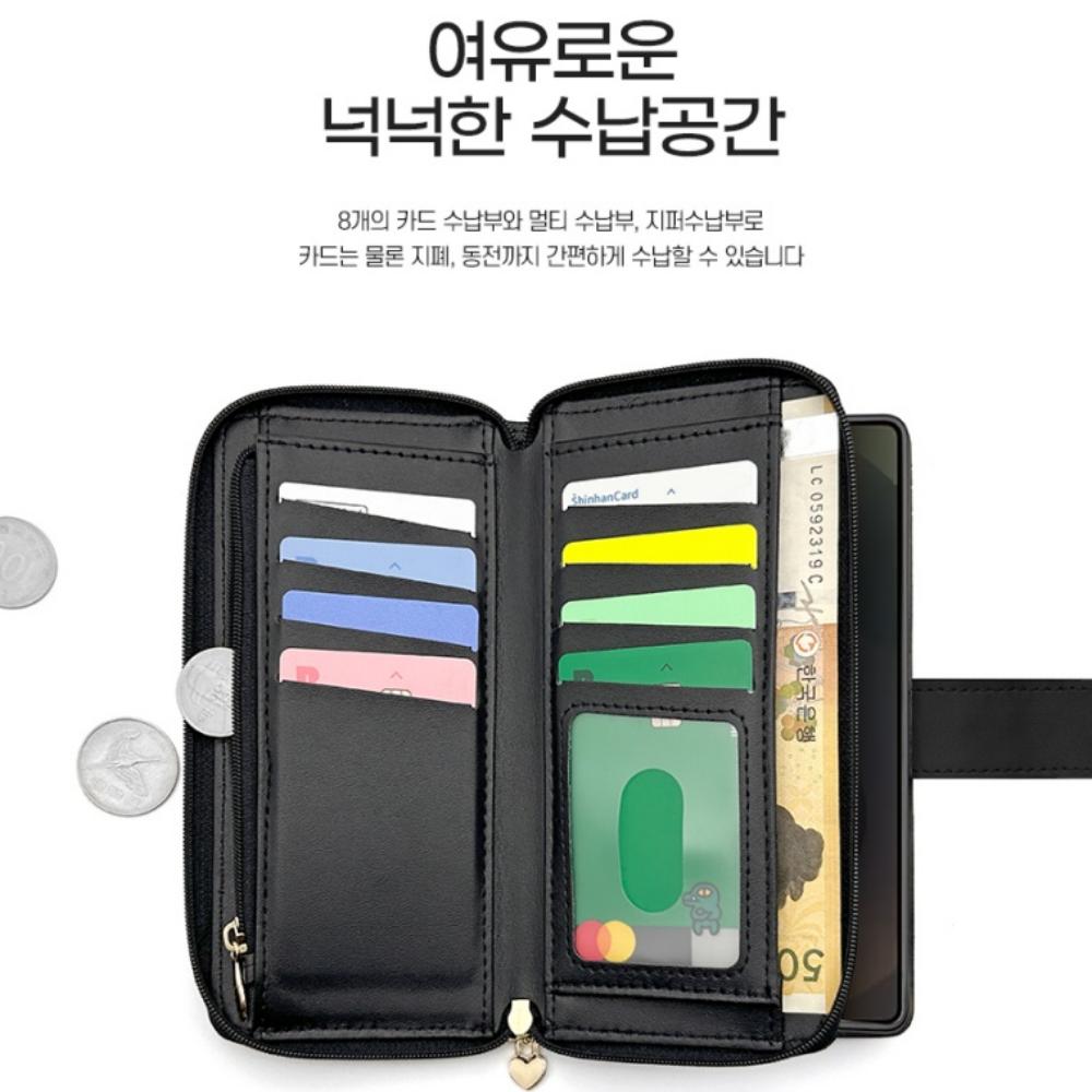 온선 지퍼형 다이어리 가죽 지갑 케이스 버건디, 갤럭시S7 - 상세 이미지 3