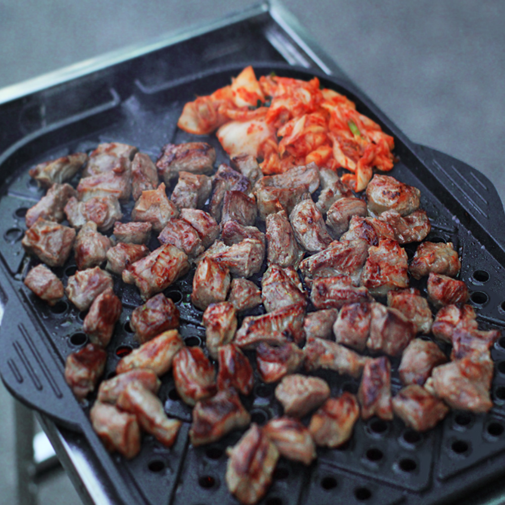 꾸버스 바베큐 불판 숯불 직화 불쇼방지 삼겹살 고기 팬 BBQ 캠핑 휴대용 사각 그릴