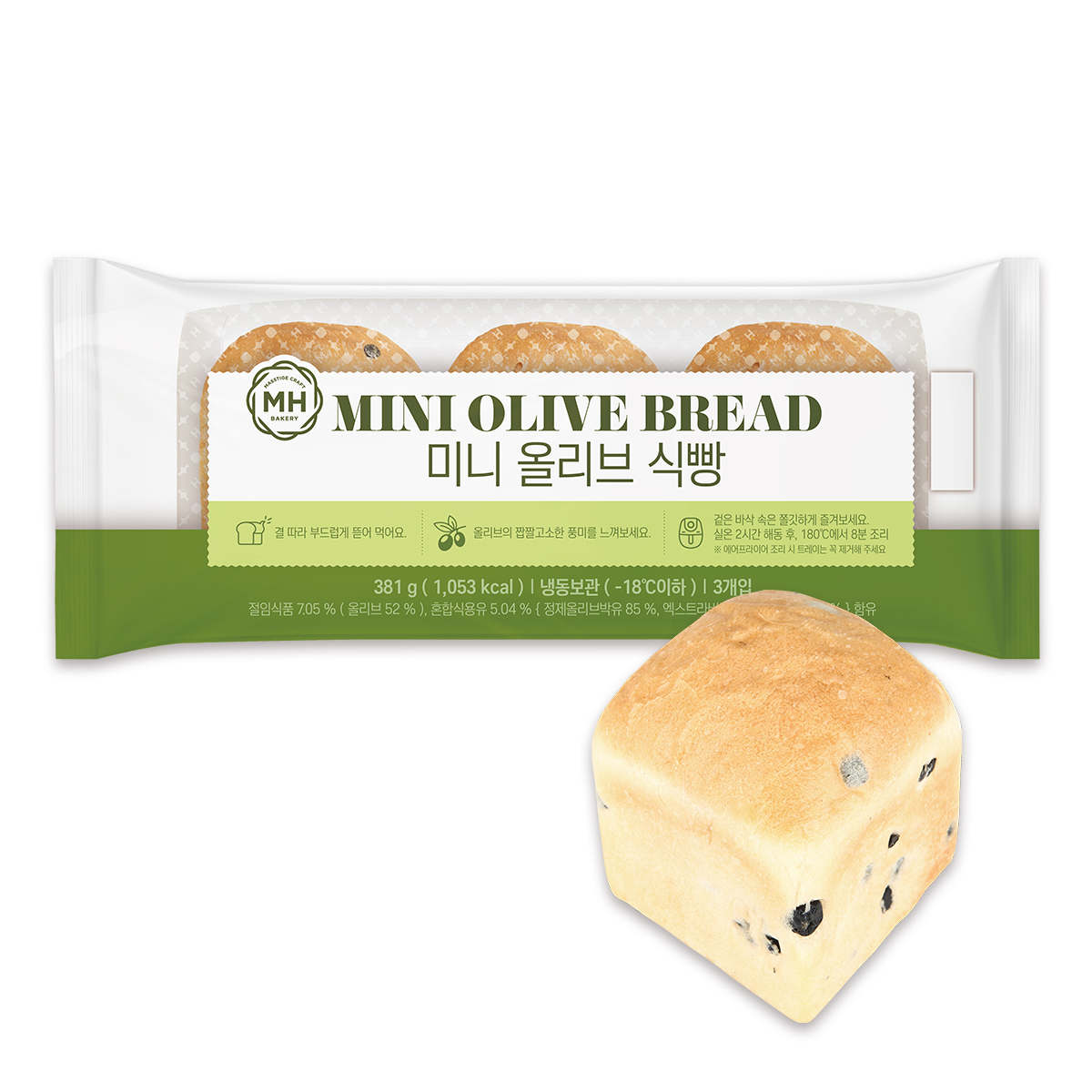 밀크앤허니 미니 올리브식빵 381g 2개 - 상품 이미지