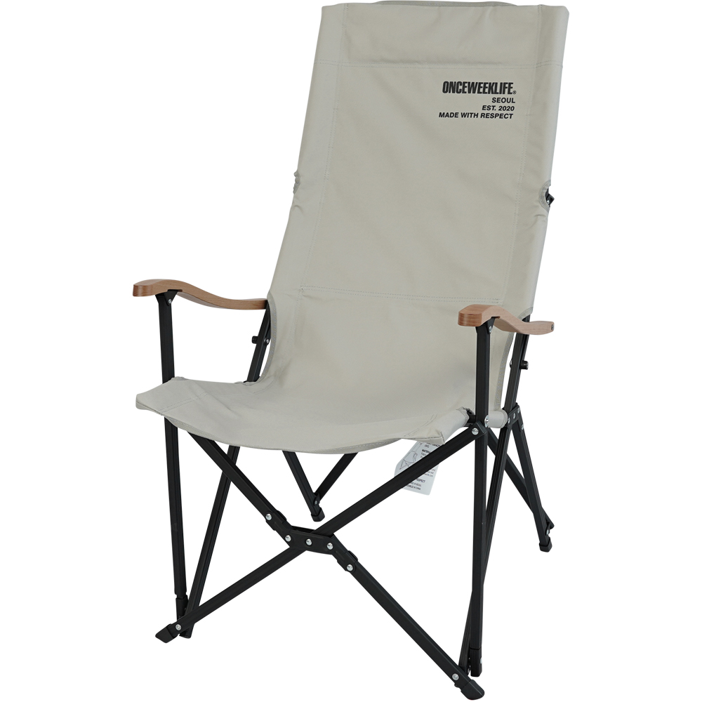 원스위크라이프 캠핑 접이식 경량 롱 릴렉스 체어 특대, 블랙프레임+원목 / 그레이, 1개